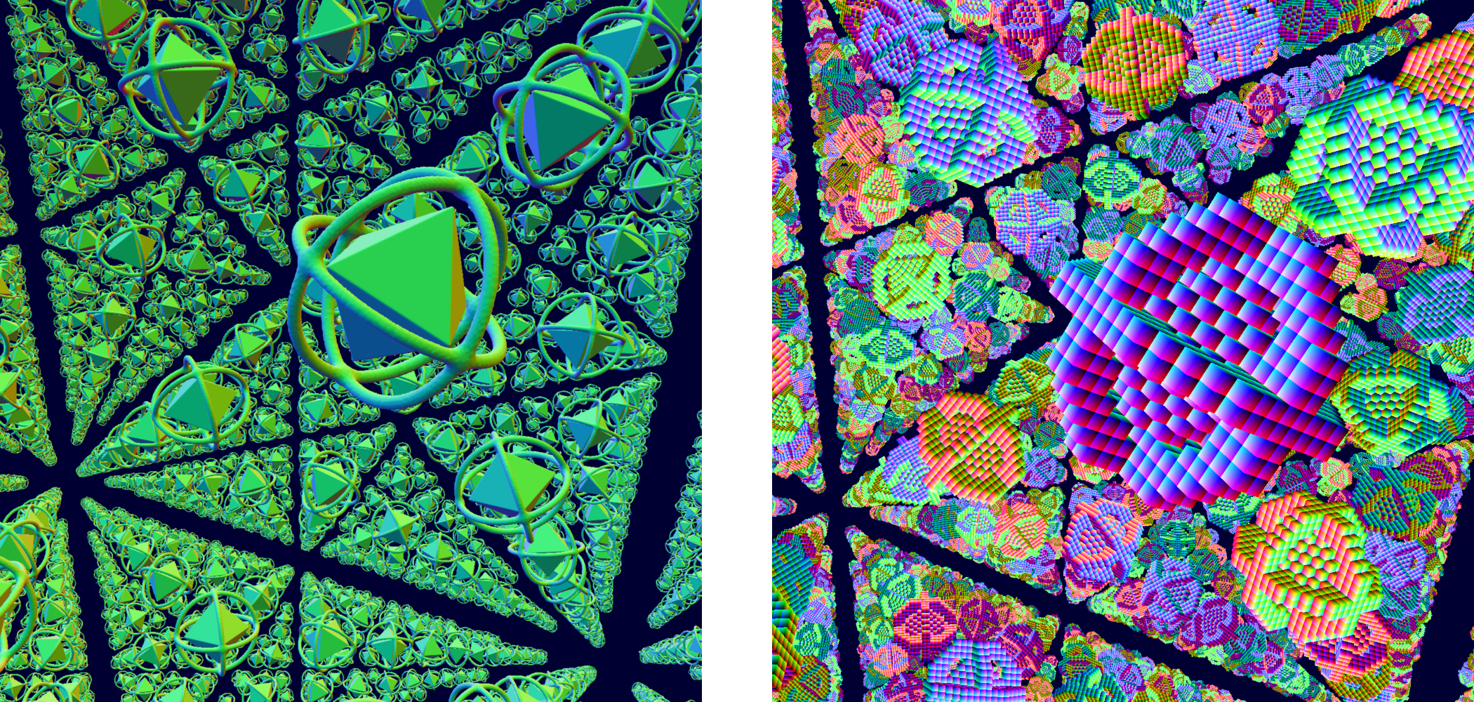 Hardware ray-tracing is used for rendering. The SDF geometry is shown on left and the surrounding bricks are on the right.